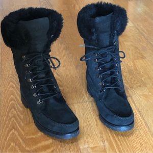 Ralph Lauren Zahara Shearling Trim Leather Boots
